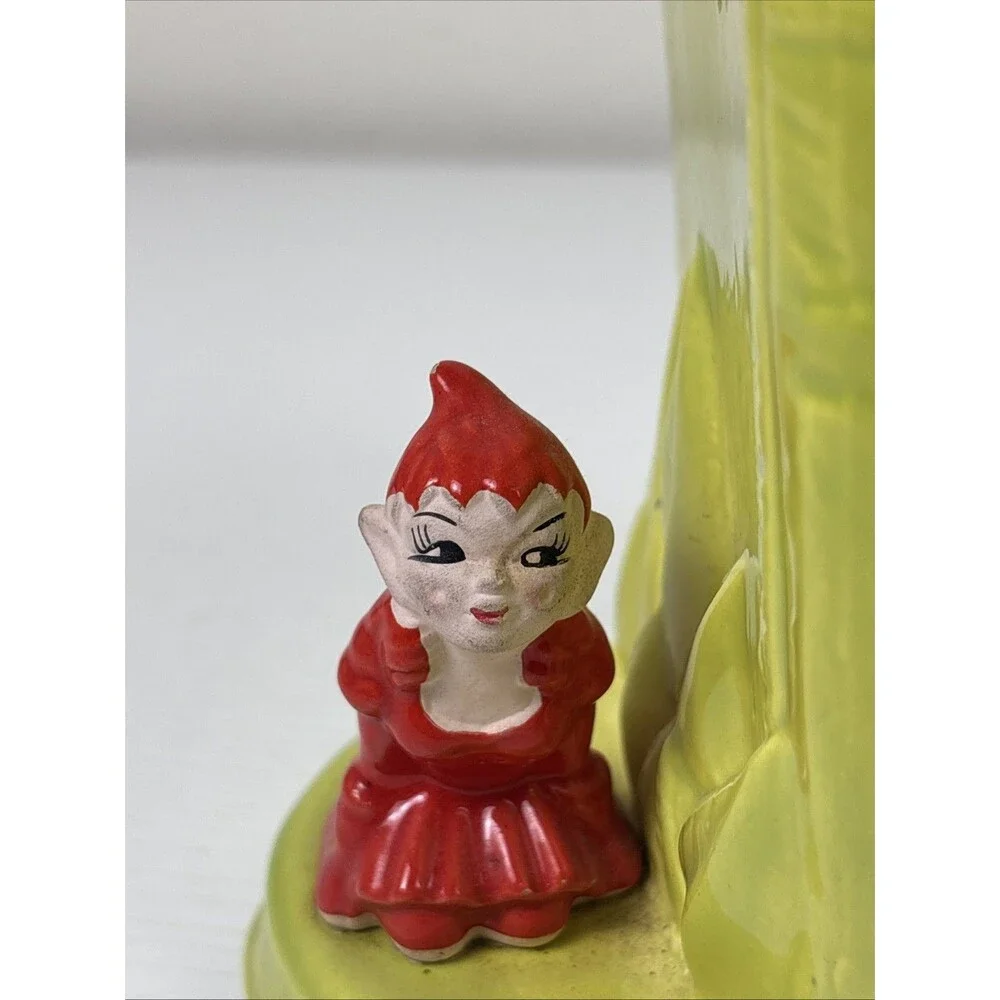 Gilner Pixie Books Planter Pottery Vintage Red Elf Elves Fairies Tales Pete